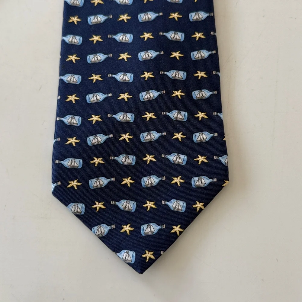 Brooks Brothers Makers Silk Blue Starfish Sailboat Tie